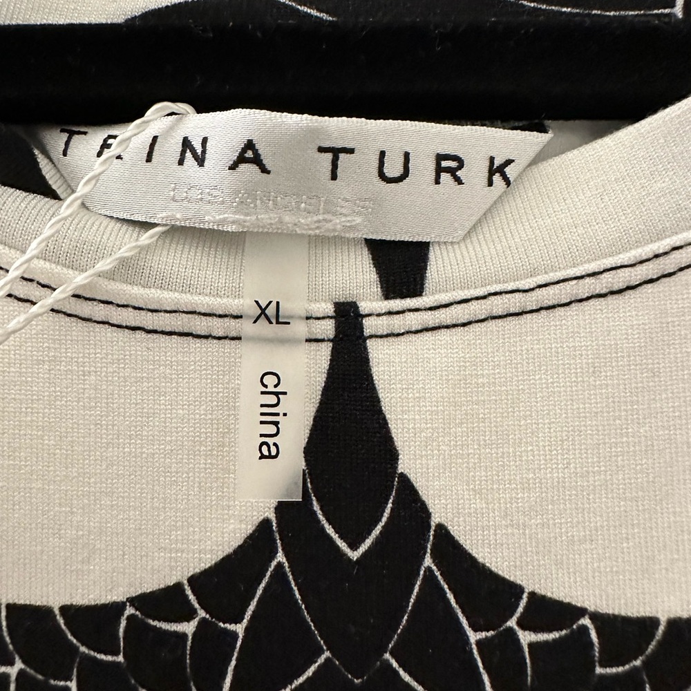 Trina Turk Black and White Bird Print Mini Dress - Picture 4 of 6